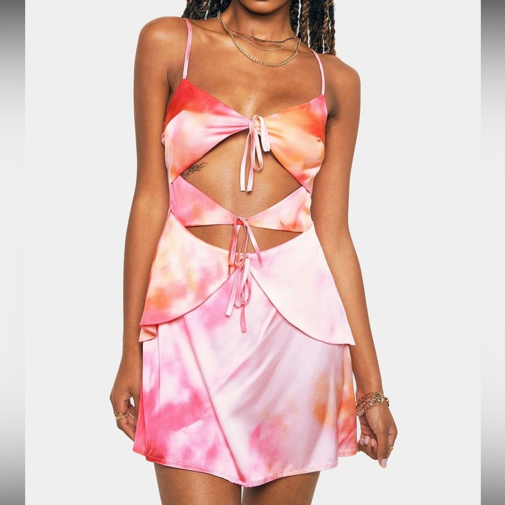 Solado tie dye cut out backless mini sundress